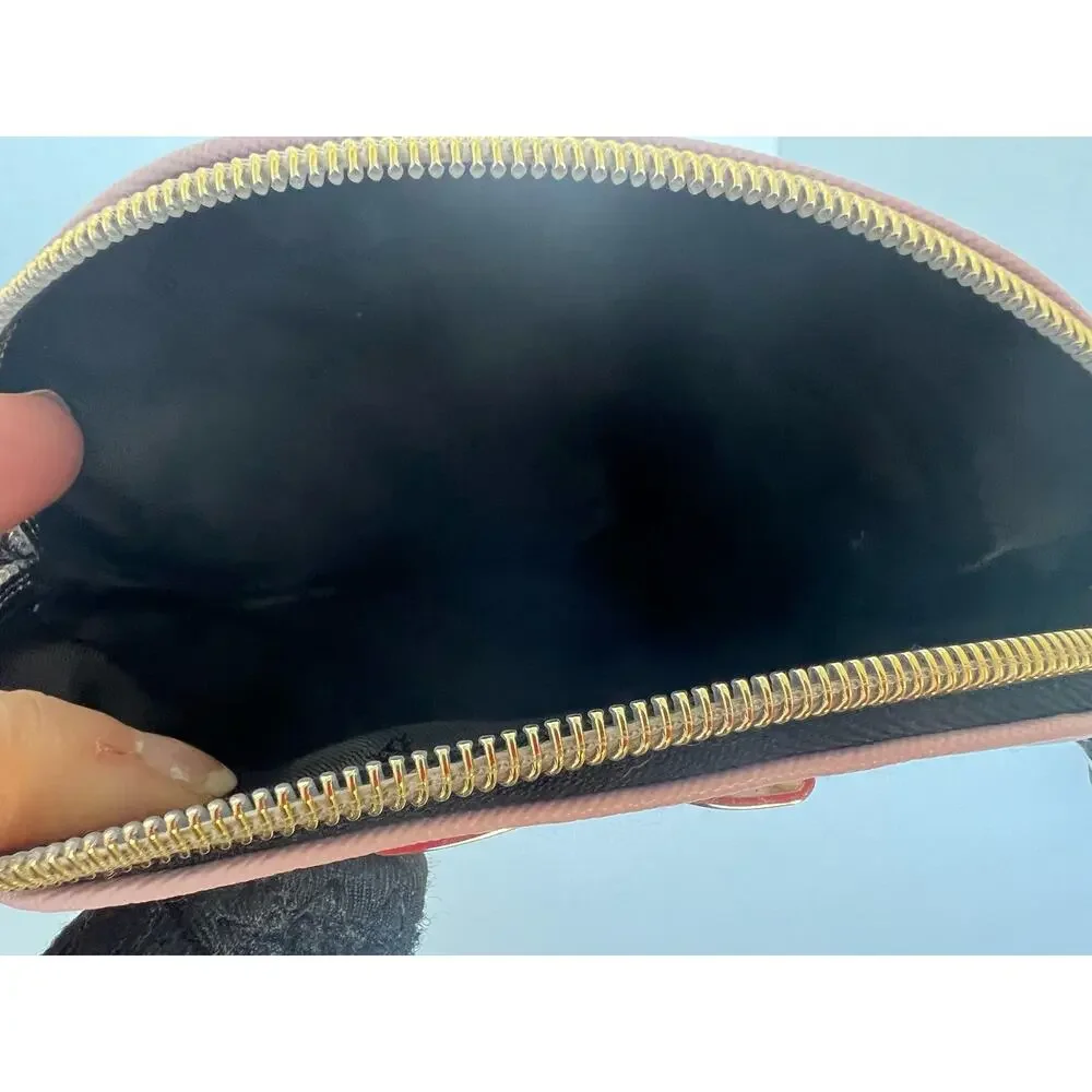 Victoria's Secret Cosmetic‎ Bag Women OS Black Gold Excellent Vegan Leather Bow